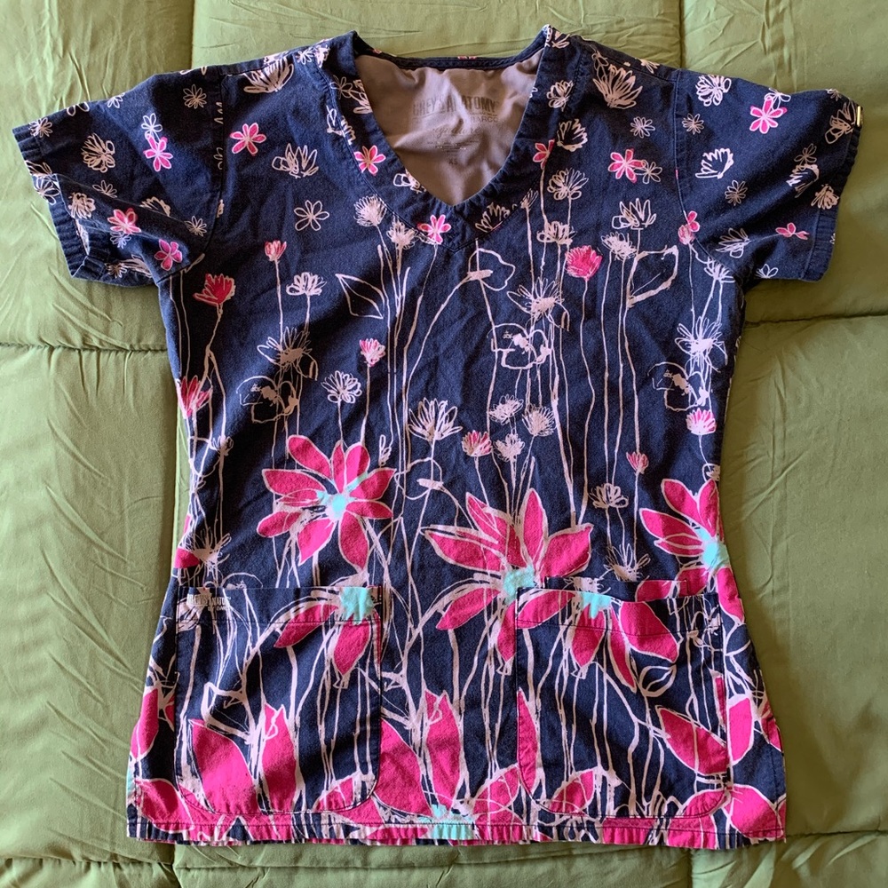 Blue and Pink Grey’s Anatomy Scrub Top